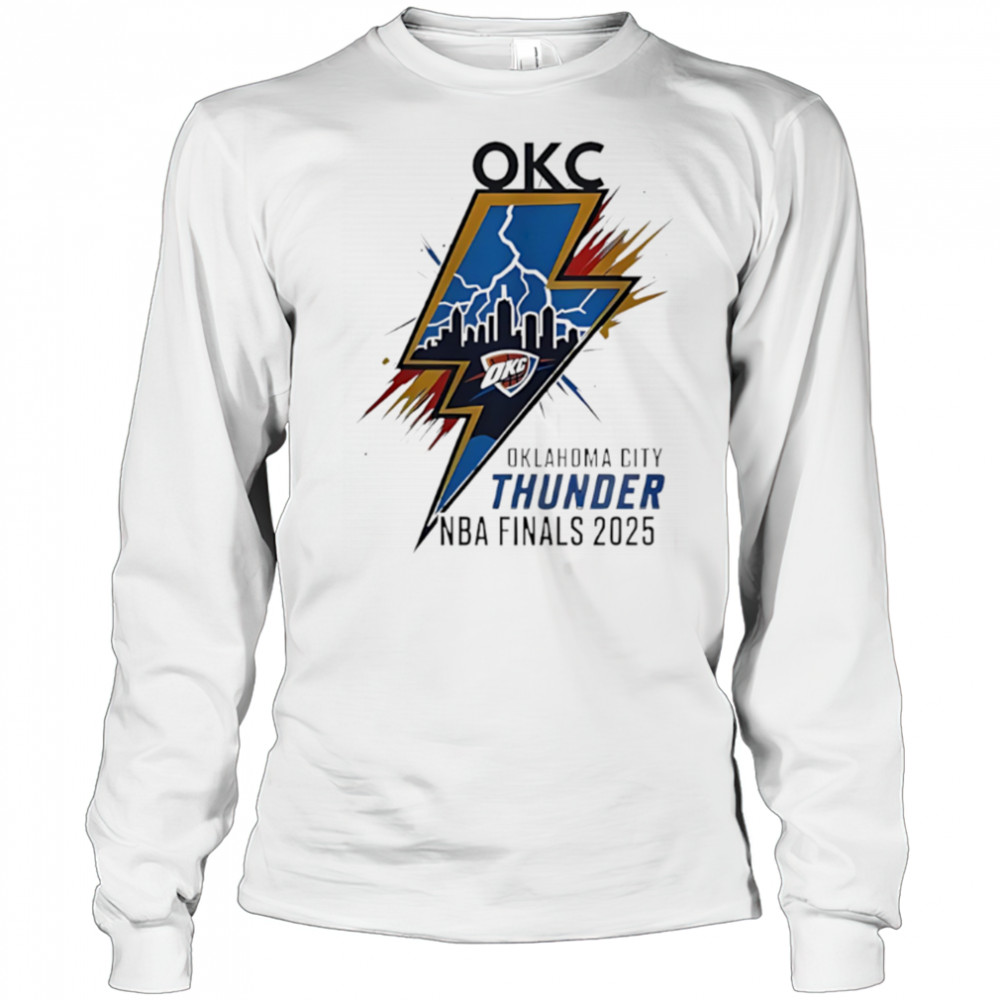 Oklahoma City Thunder NBA Finals 2025 Skyline Lightning shirt Long Sleeved