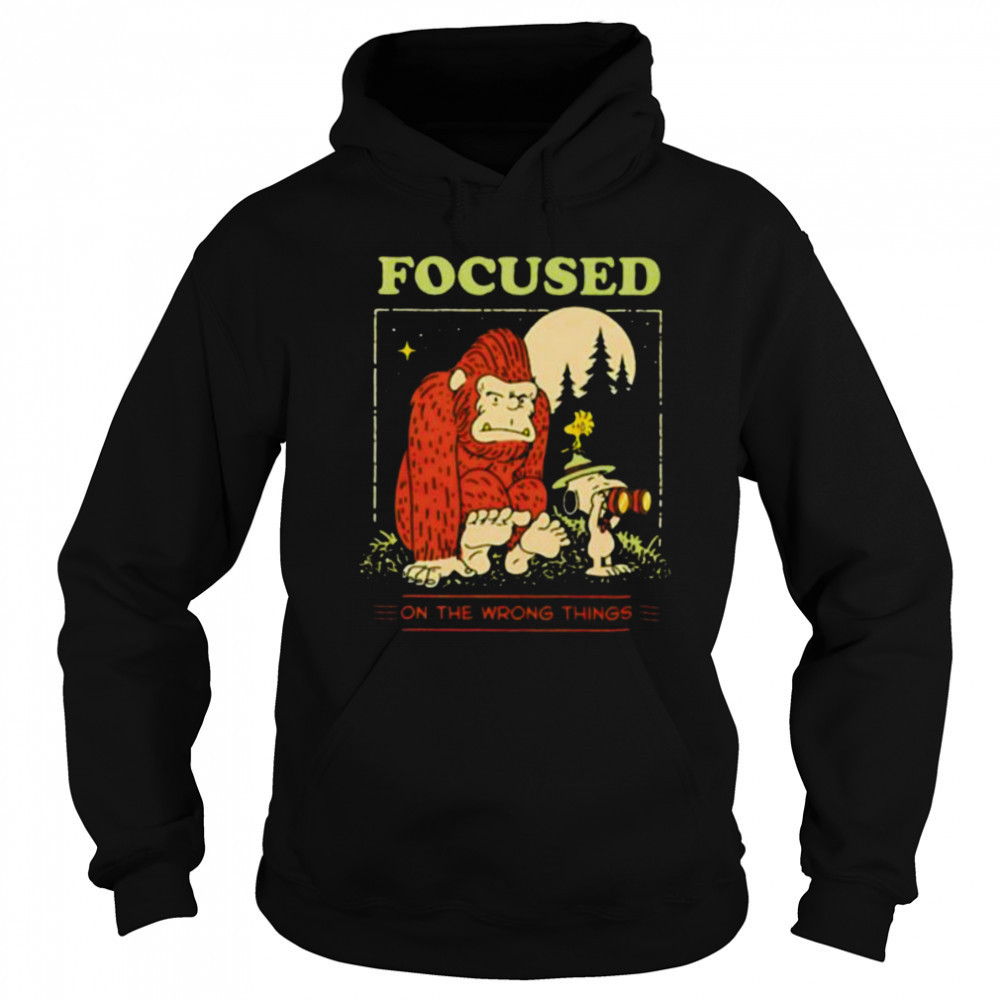 Snoopy and Woodstock and Bigfoot focused on the wrong things shirt Sweatshirt