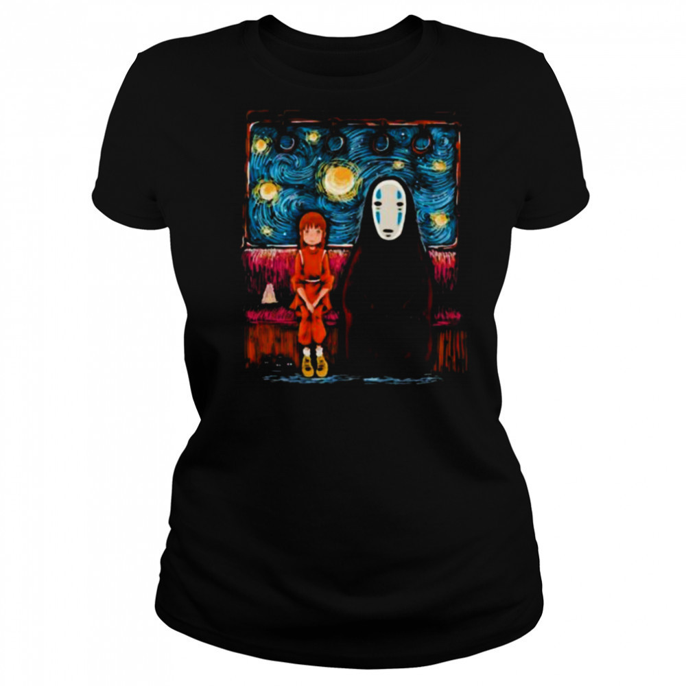 Spirited Away featuring Chihiro and No Face in the style of Van Gogh’s Starry Night shirt Women's T-shirt