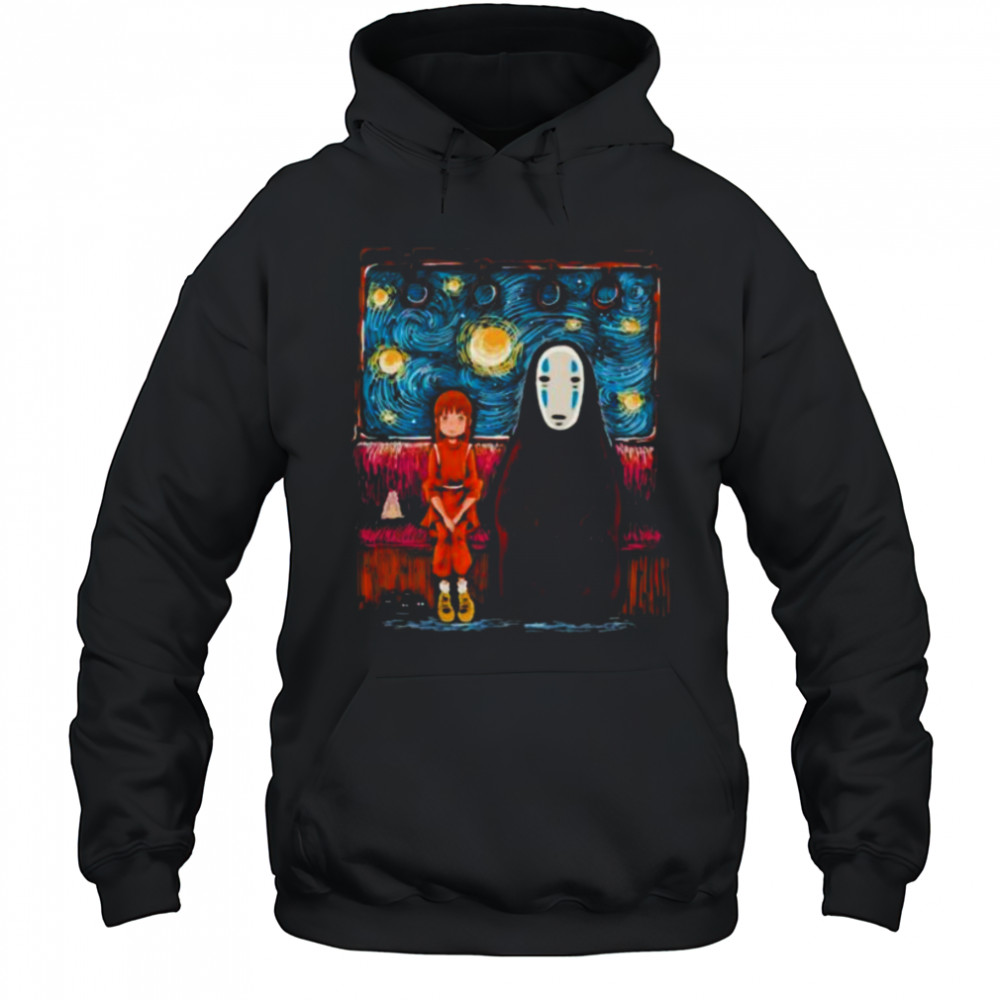 Spirited Away featuring Chihiro and No Face in the style of Van Gogh’s Starry Night shirt Hoodie