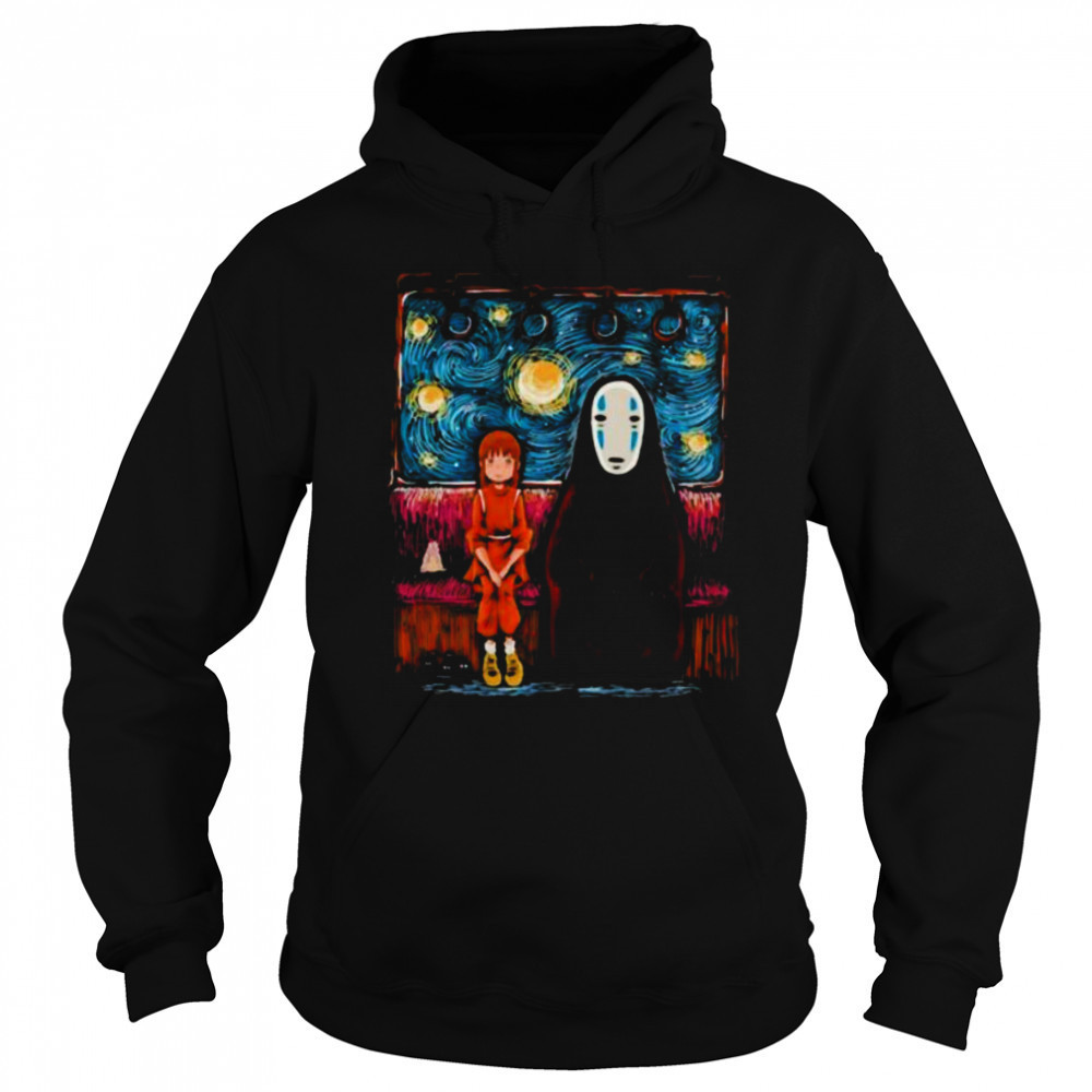 Spirited Away featuring Chihiro and No Face in the style of Van Gogh’s Starry Night shirt Sweatshirt