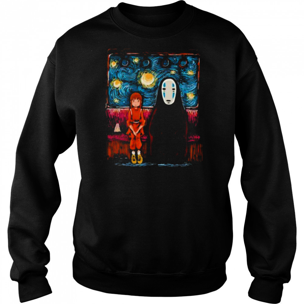 Spirited Away featuring Chihiro and No Face in the style of Van Gogh’s Starry Night shirt Hoodie