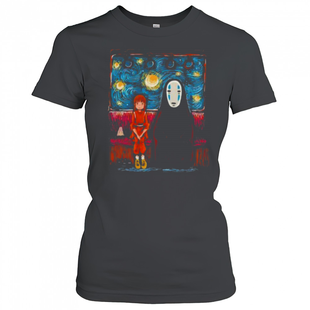 Spirited Away featuring Chihiro and No Face in the style of Van Gogh’s Starry Night shirt Women's T-shirt
