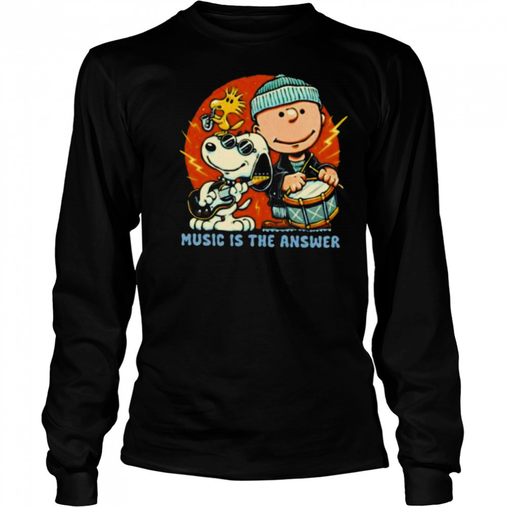Woodstock Snoopy and Charlie Brown music is the answer shirt Long Sleeved