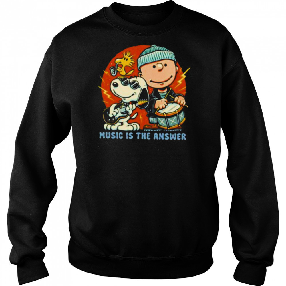 Woodstock Snoopy and Charlie Brown music is the answer shirt Hoodie