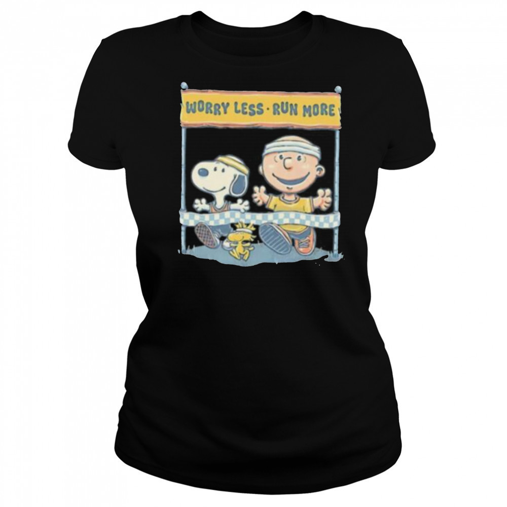 Worry Less Run More Snoopy Woodstock and Charlie Brown shirt Women's T-shirt
