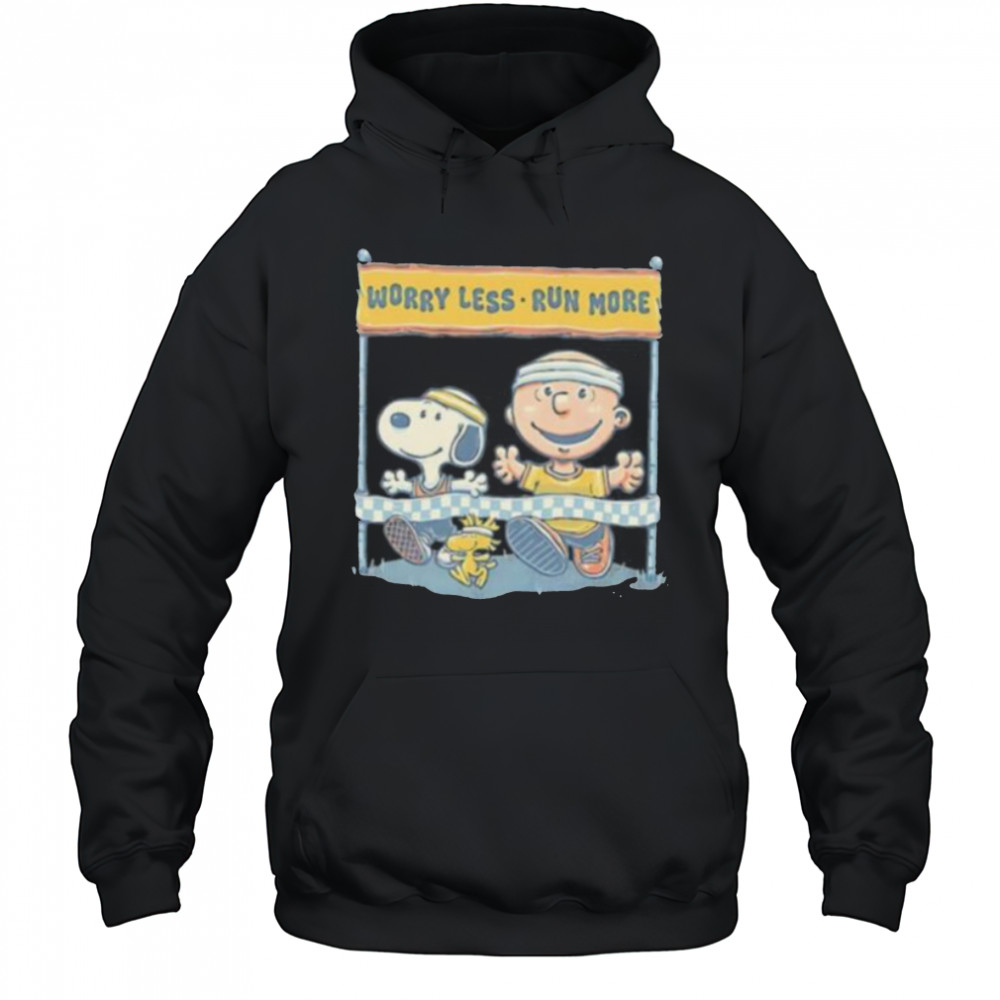 Worry Less Run More Snoopy Woodstock and Charlie Brown shirt Hoodie