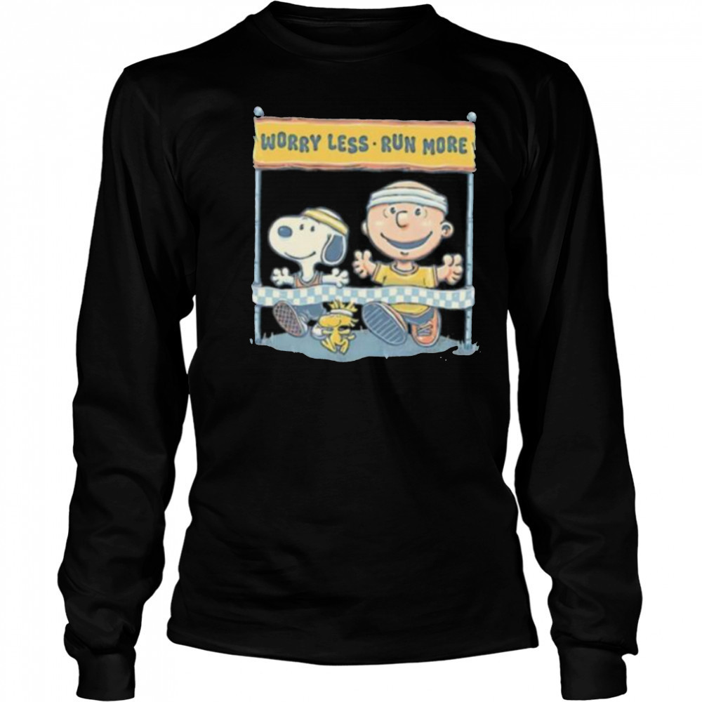 Worry Less Run More Snoopy Woodstock and Charlie Brown shirt Long Sleeved