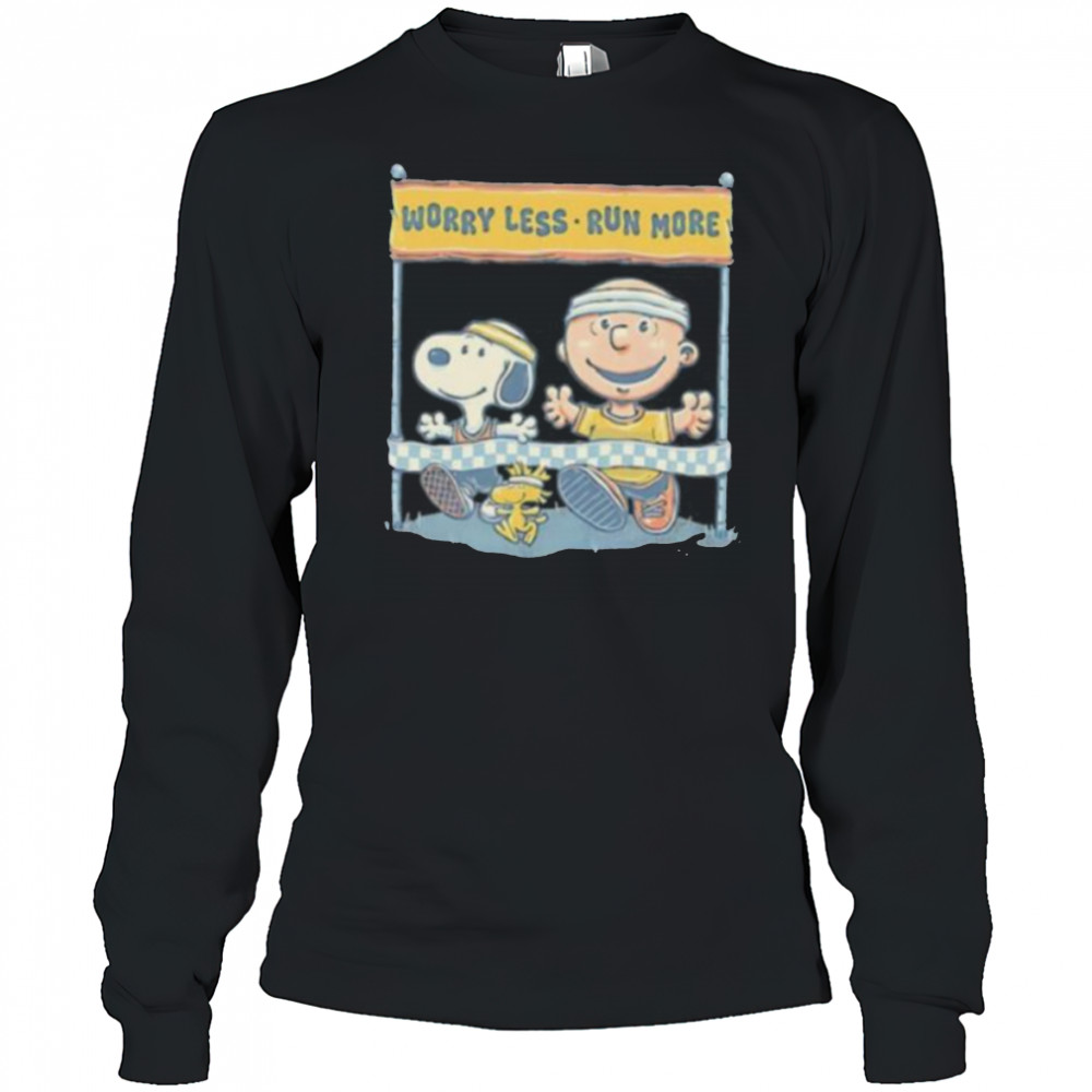 Worry Less Run More Snoopy Woodstock and Charlie Brown shirt Long Sleeved