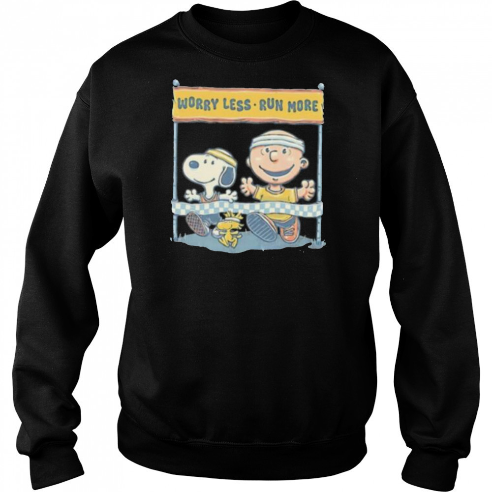 Worry Less Run More Snoopy Woodstock and Charlie Brown shirt Hoodie