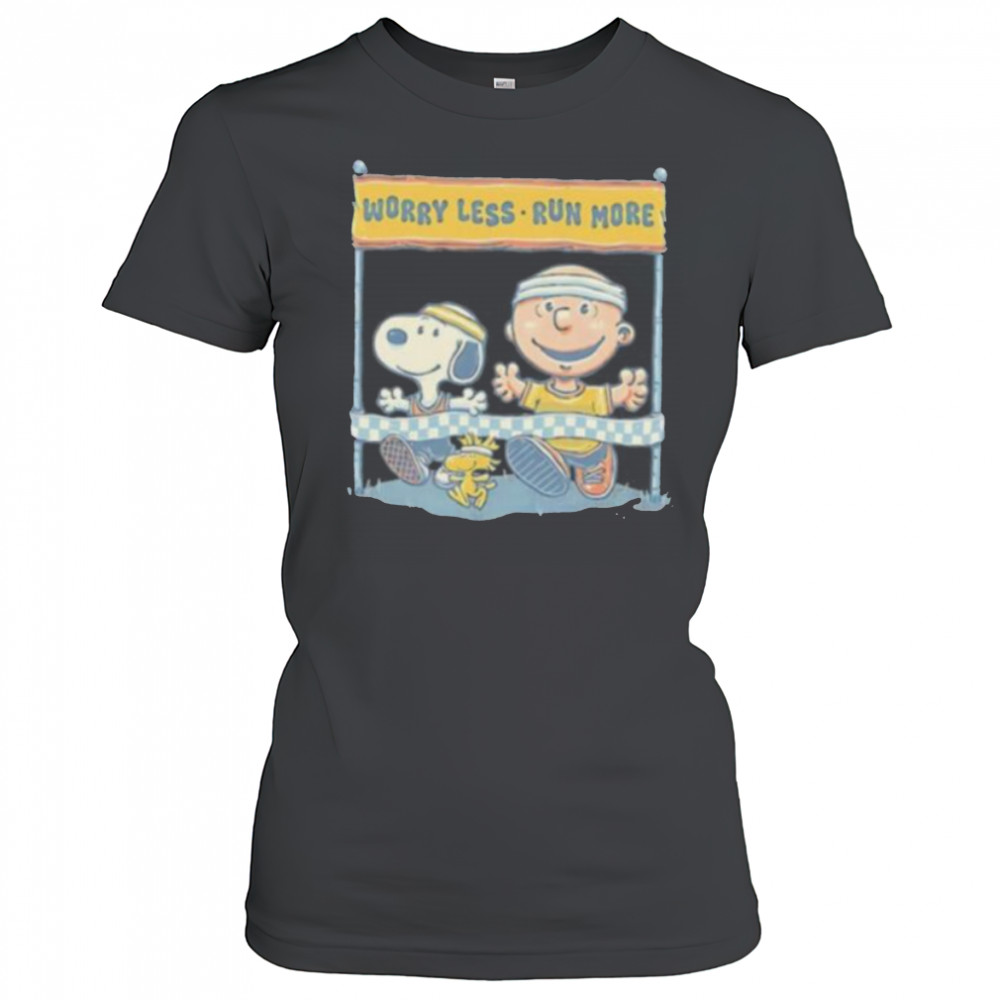 Worry Less Run More Snoopy Woodstock and Charlie Brown shirt Women's T-shirt