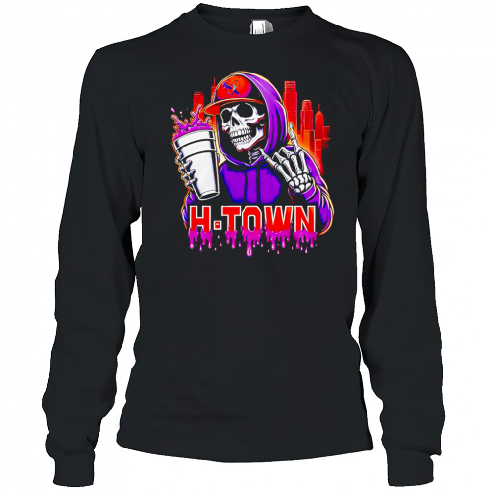 Houston Texans x DJ Screw H-Town skeleton shirt Long Sleeved