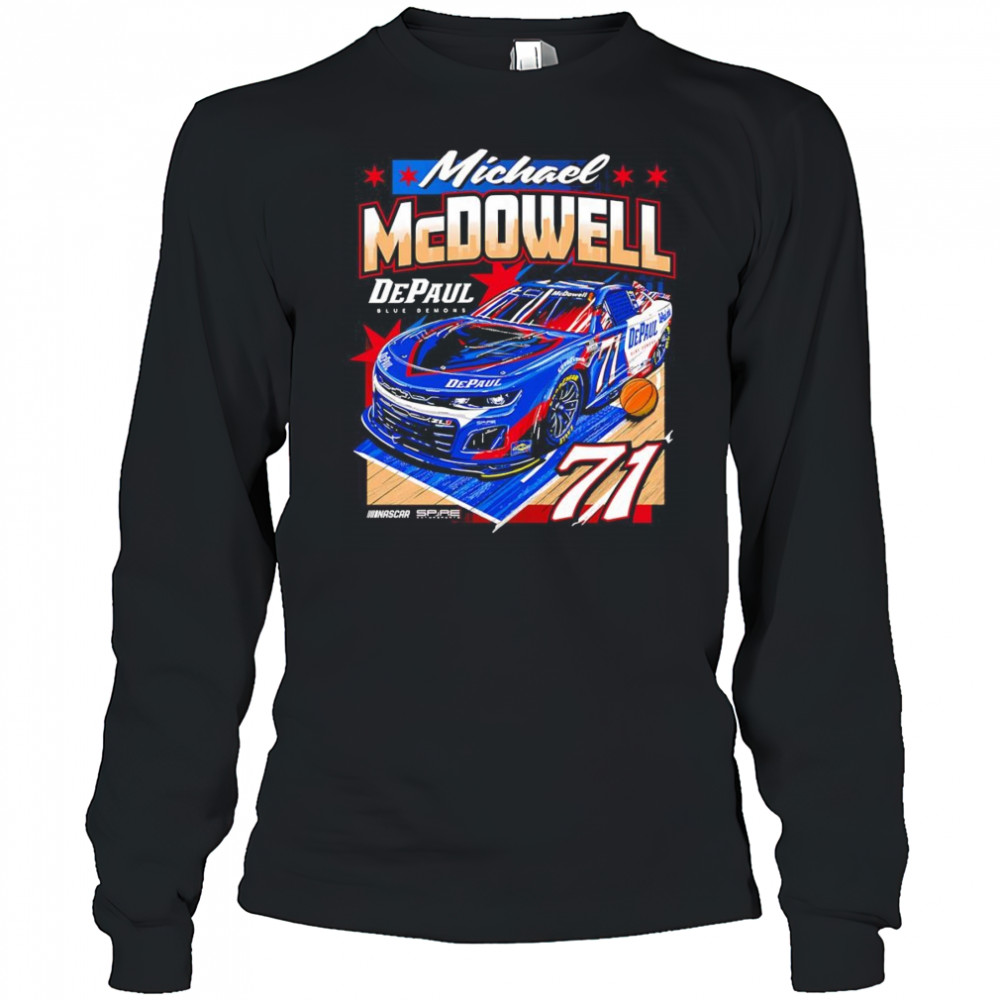 Michael McDowell DePaul blue Demons racing car shirt Long Sleeved