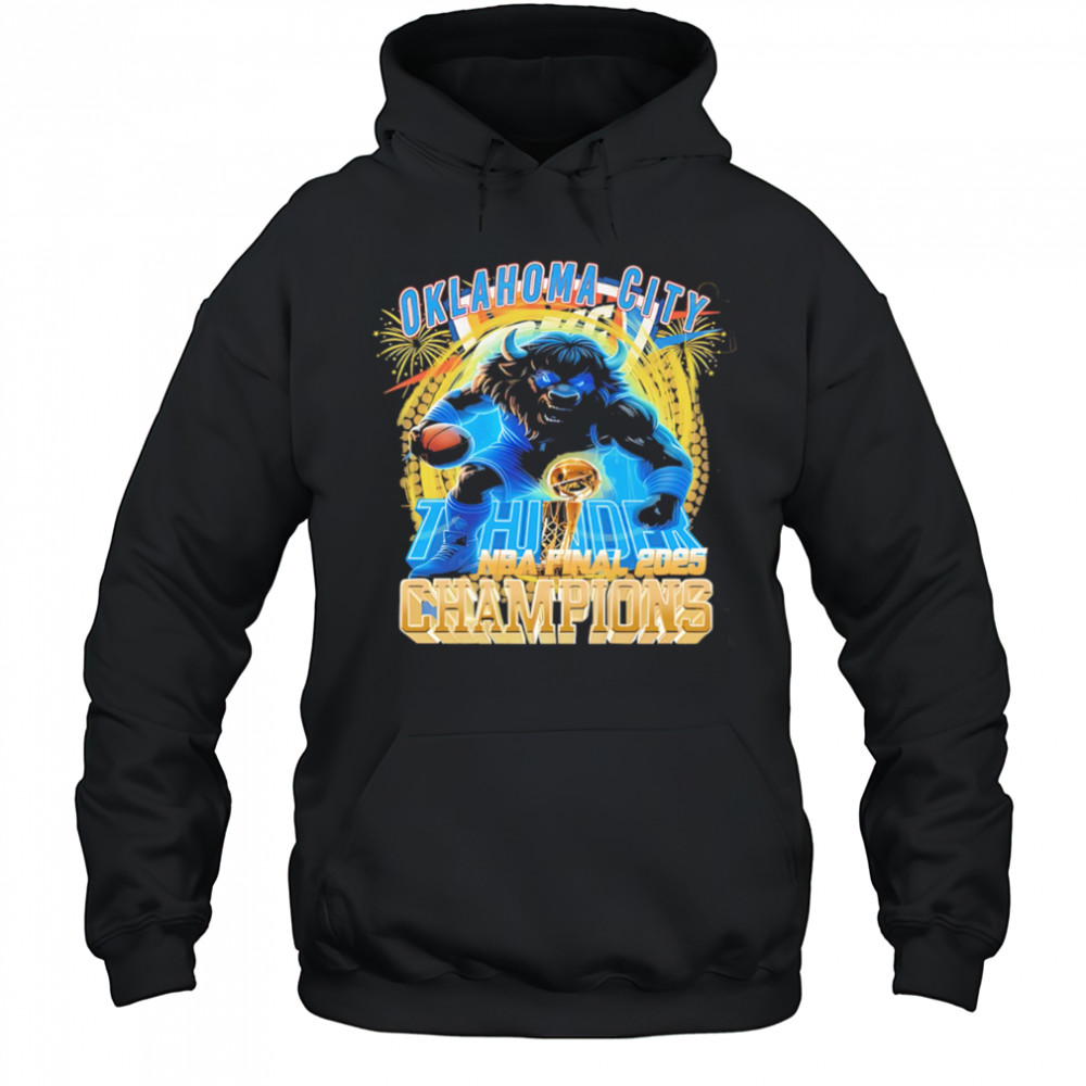 Oklahoma City Thunder NBA 2025 Finals Champions mascot lightning shirt Hoodie