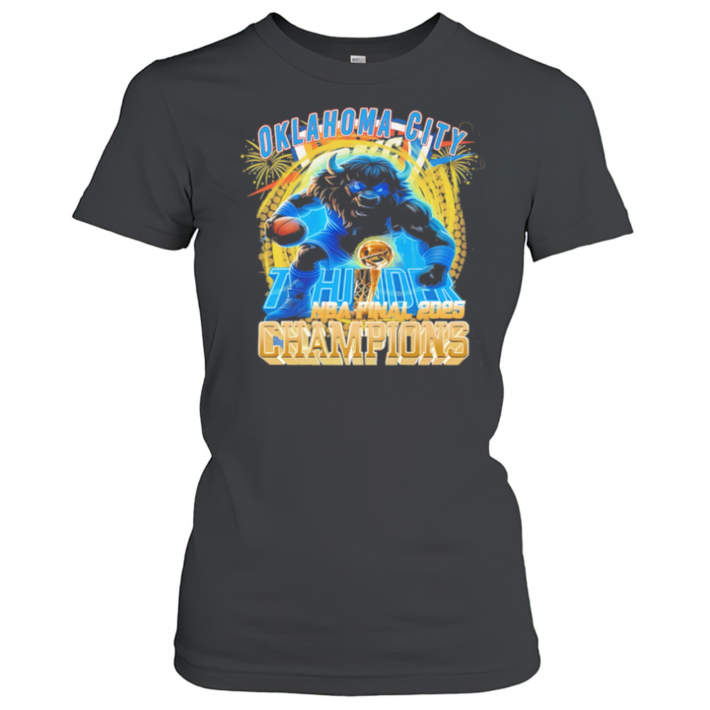 Oklahoma City Thunder NBA 2025 Finals Champions mascot lightning shirt Women's T-shirt