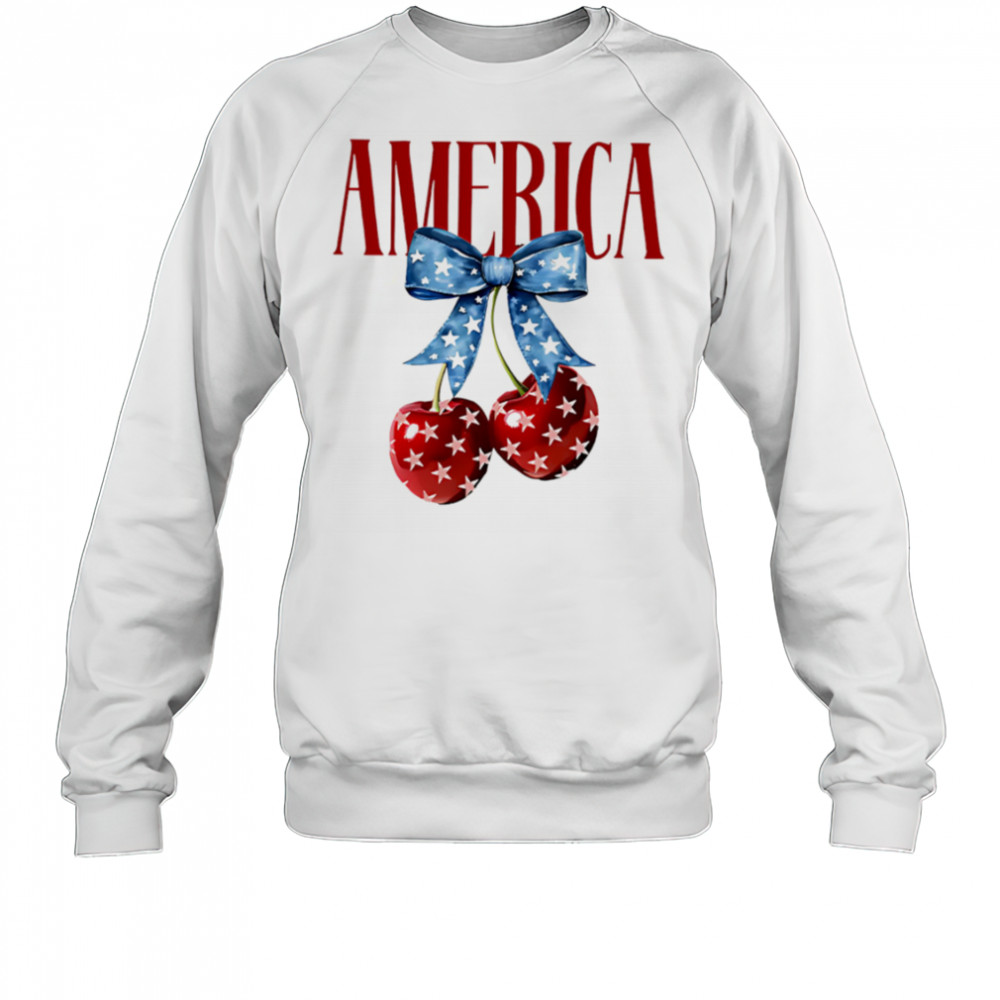 American flag cherry bow shirt Sweatshirt