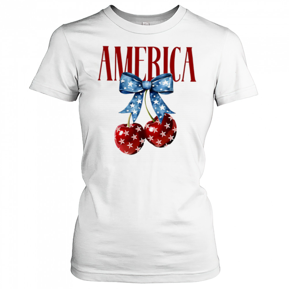 American flag cherry bow shirt Women's T-shirt