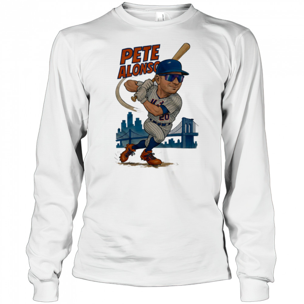 Pete Alonso 20 New York Mets Brooklyn Bridge caricature player shirt Long Sleeved