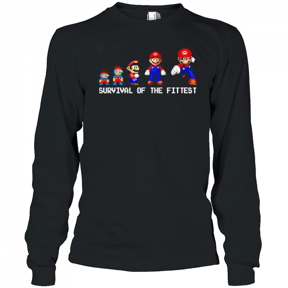 Survival of the fittest Mario shirt Long Sleeved