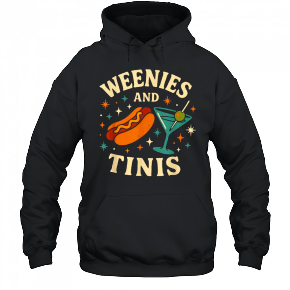 Weenies and Tinis Retro Hotdog Martini Party Art T Shirt Hoodie