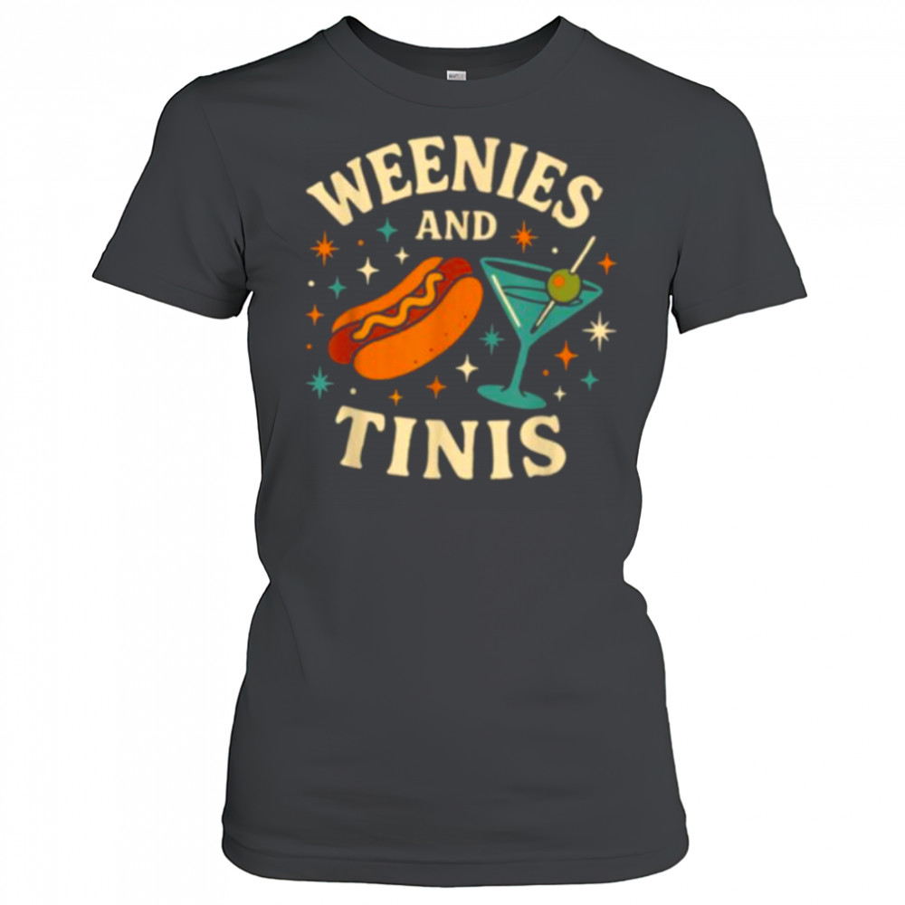 Weenies and Tinis Retro Hotdog Martini Party Art T Shirt Women's T-shirt