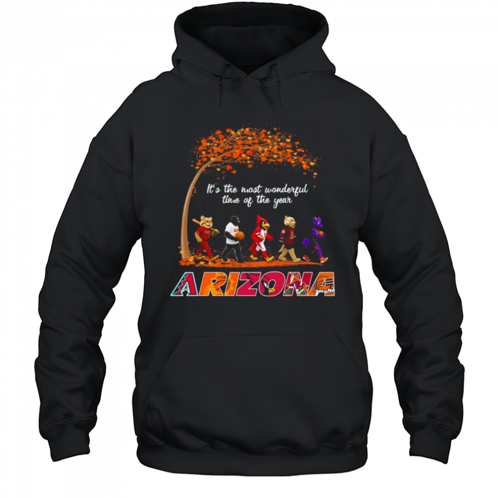 Arizona Sports Teams Mascots & Beatles Abbey Road “It’s The Most Wonderful Time Of The Year” Shirt Hoodie