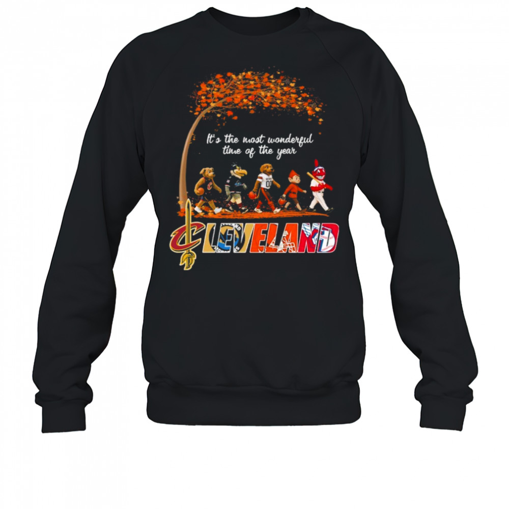 Cleveland Sports Teams Mascots & Beatles Abbey Road “It’s The Most Wonderful Time Of The Year” Shirt Sweatshirt