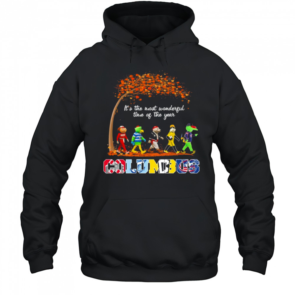 Columbus Sports Teams Mascots & Beatles Abbey Road “It’s The Most Wonderful Time Of The Year” Shirt Hoodie