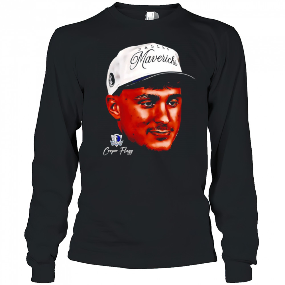 Dallas Mavericks Cooper Flagg head art shirt Long Sleeved