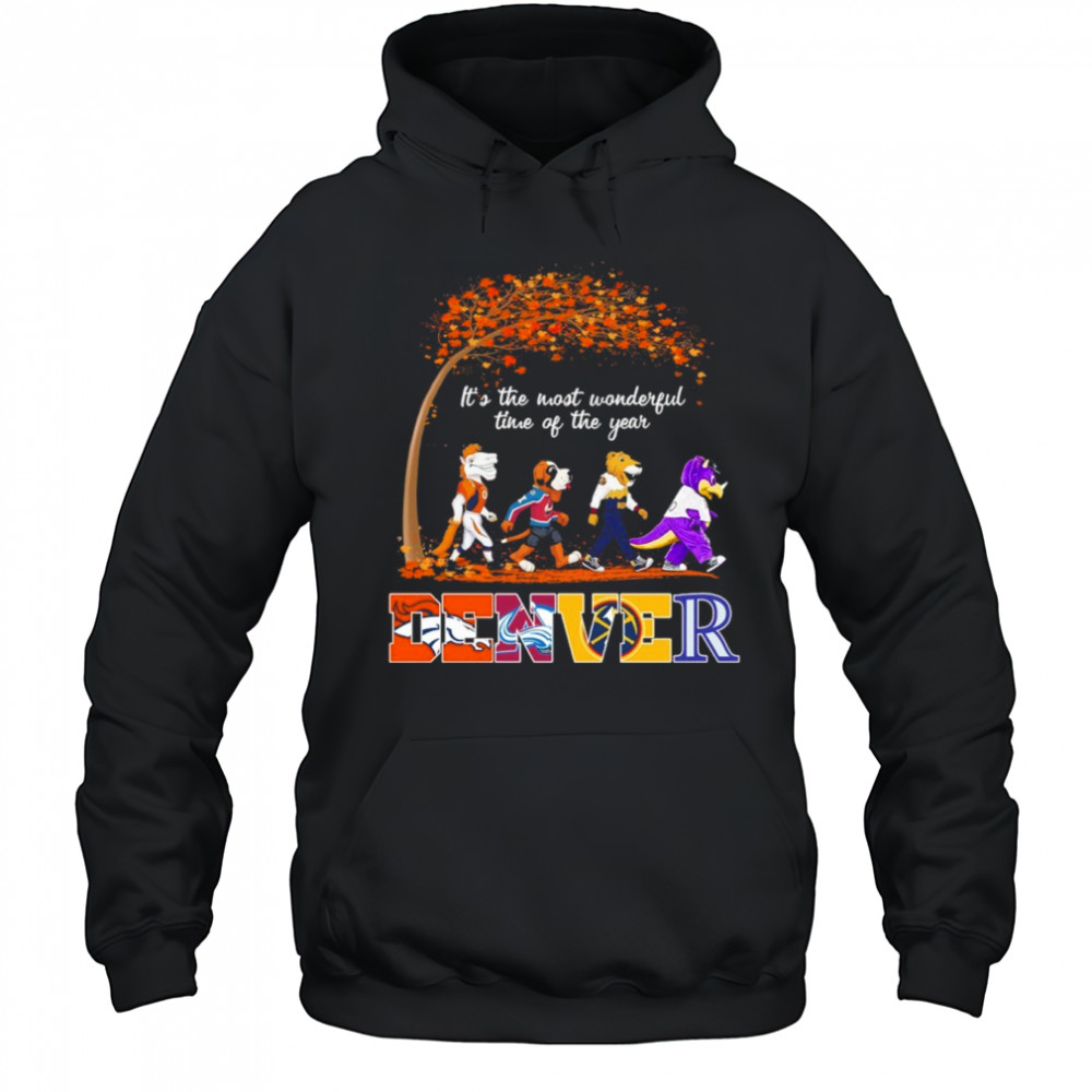Denver Sports Teams Mascots & Beatles Abbey Road “It’s The Most Wonderful Time Of The Year” Shirt Hoodie