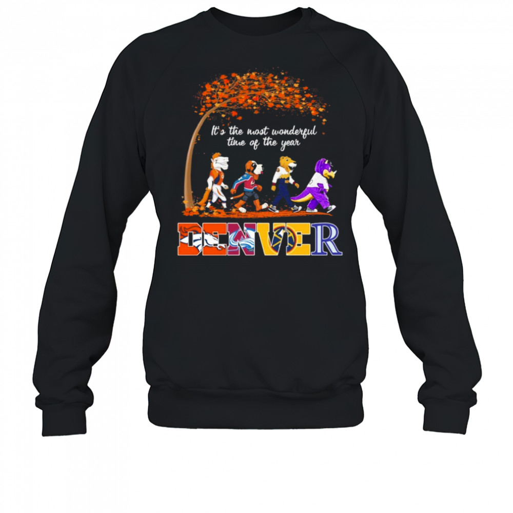 Denver Sports Teams Mascots & Beatles Abbey Road “It’s The Most Wonderful Time Of The Year” Shirt Sweatshirt