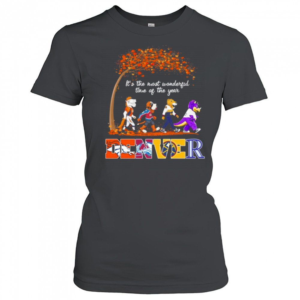 Denver Sports Teams Mascots & Beatles Abbey Road “It’s The Most Wonderful Time Of The Year” Shirt Women's T-shirt