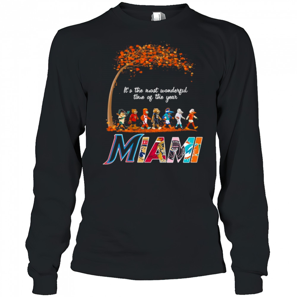 Miami Sports Teams Mascot Abbey Road It’s The Most Wonderful Time Of The Year Shirt Long Sleeved