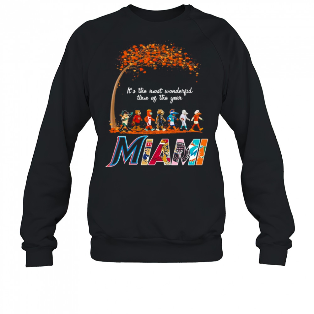 Miami Sports Teams Mascot Abbey Road It’s The Most Wonderful Time Of The Year Shirt Sweatshirt