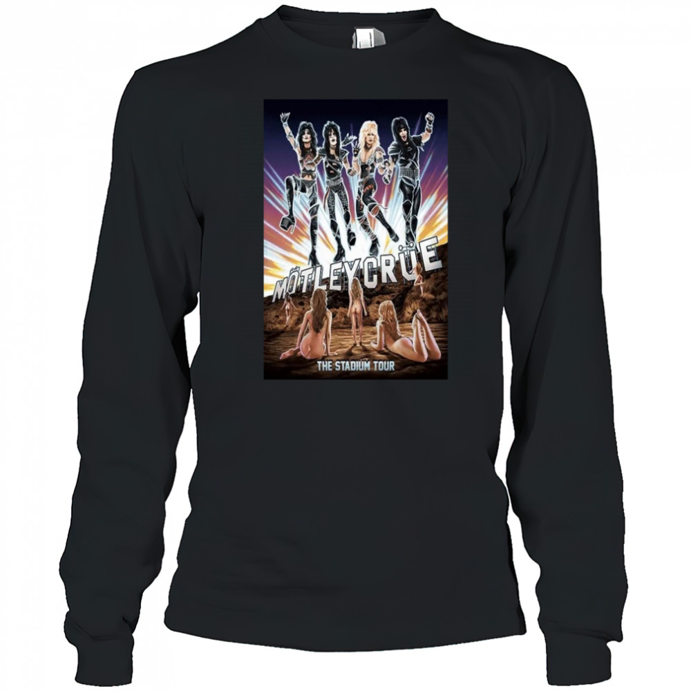 Motley Crue Crucial Crue Boys In Action 83 Tour Poster T-Shirt Long Sleeved
