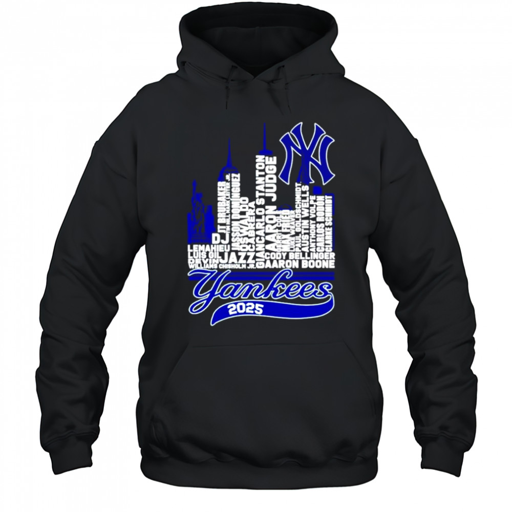 New York Yankees 2025 logo city names shirt Hoodie