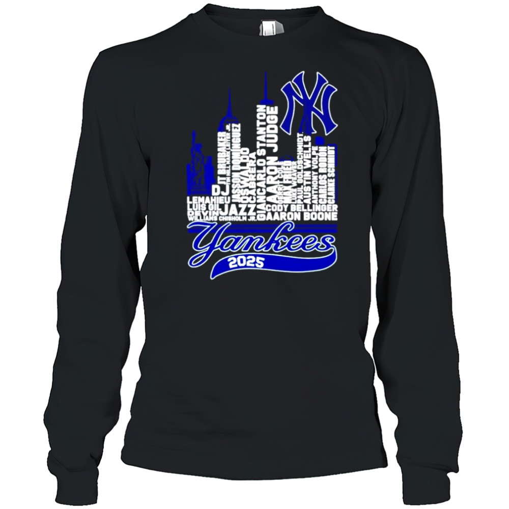 New York Yankees 2025 logo city names shirt Long Sleeved