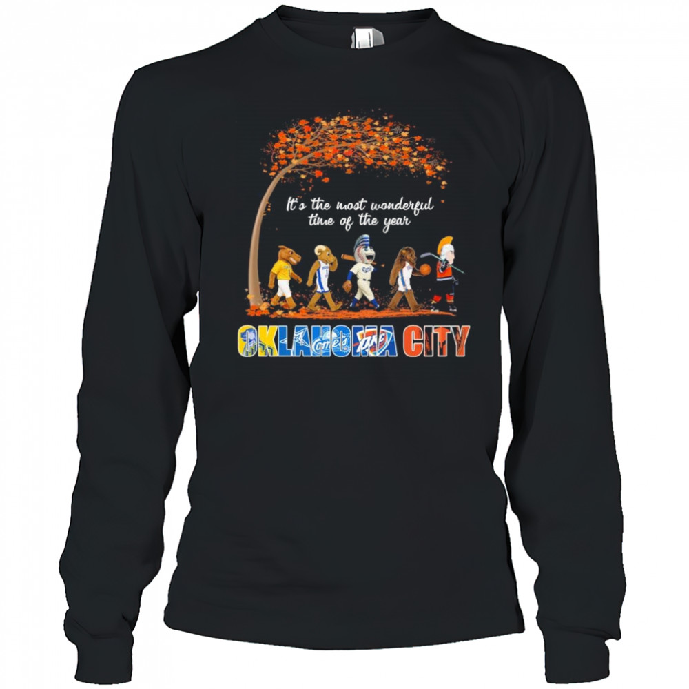 Oklahoma City Sports Teams Mascot Abbey Road It’s The Most Wonderful Time Of The Year Shirt Long Sleeved