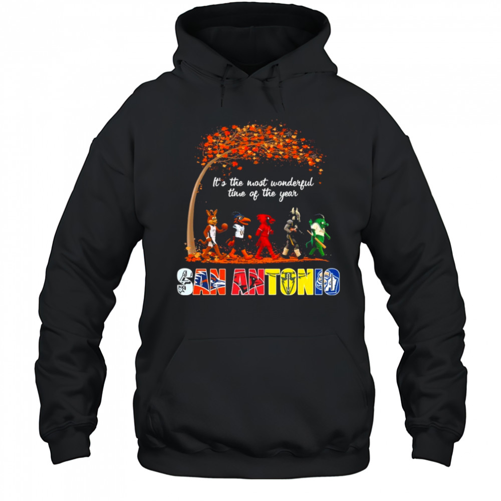 San Antonio Sports Teams Mascot Abbey Road It’s The Most Wonderful Time Of The Year Shirt Hoodie