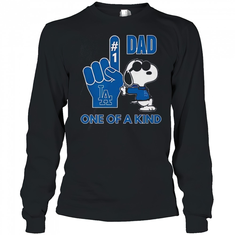 Snoopy Los Angeles Dodgers #1 DAD One Of A Kind T-Shirt Long Sleeved