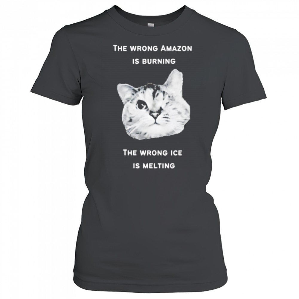 The Wrong Amazon Is Burning The Wrong Ice Is Melting Head Cat shirt Women's T-shirt