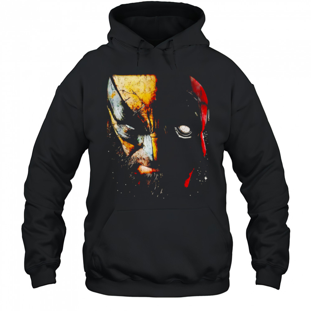 Wolverine and Deadpool mask big Marvel shirt Hoodie