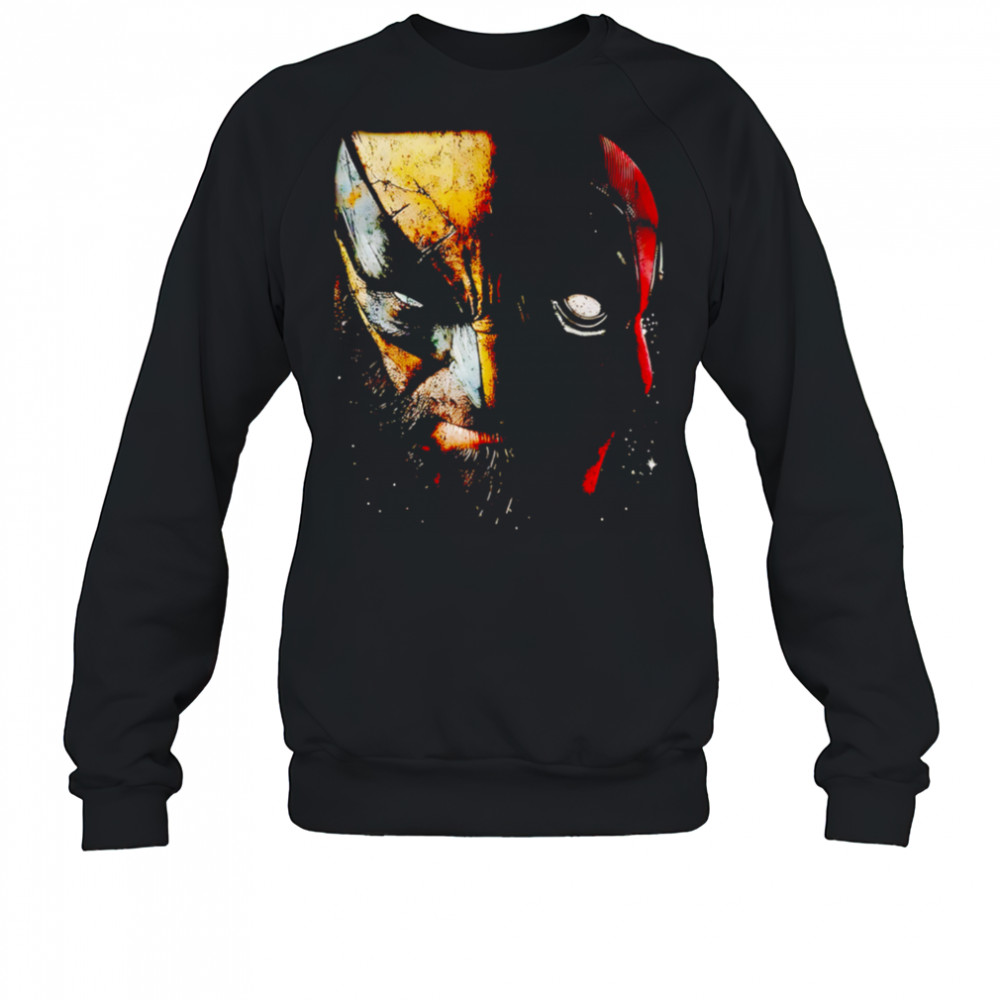 Wolverine and Deadpool mask big Marvel shirt Sweatshirt