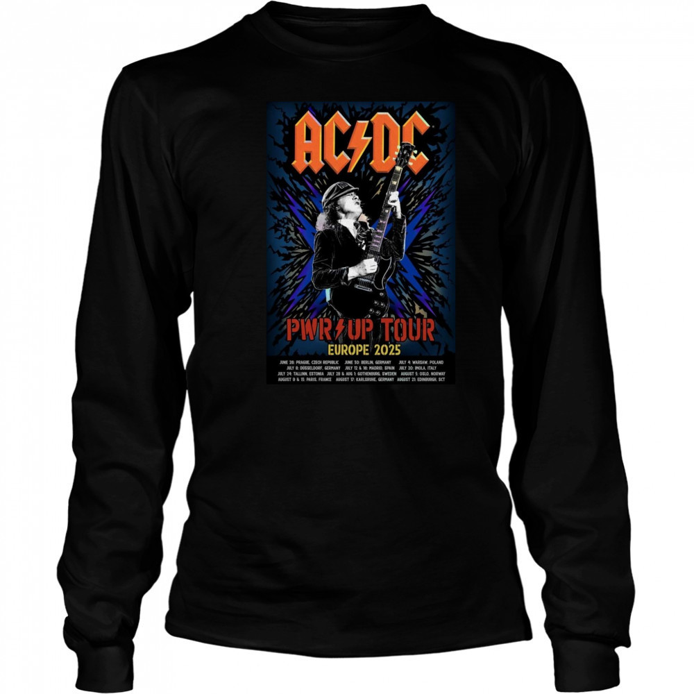AC DC PWR UP Tour 2025 Poster T-Shirt Long Sleeved