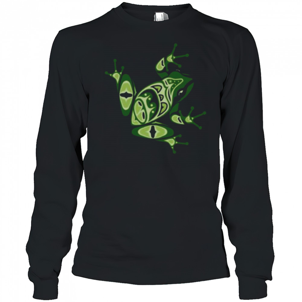 Green Frog Pacific Northwest Native American Indian Style Shirt Long Sleeved