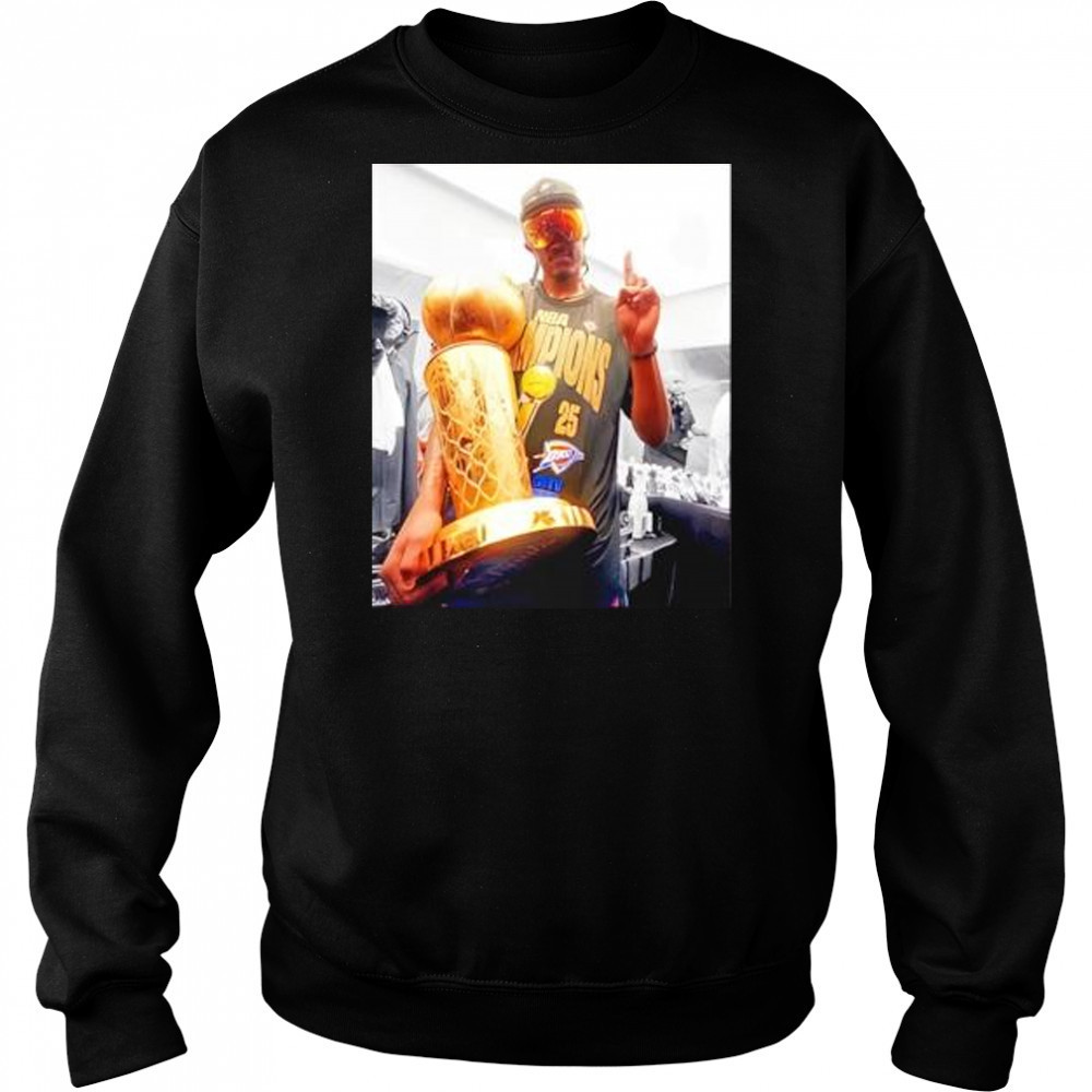 Jalen Williams Celebration With The Champions Shirt Oklahoma City Basketball Champs 2025 Retro T-Shirt Hoodie