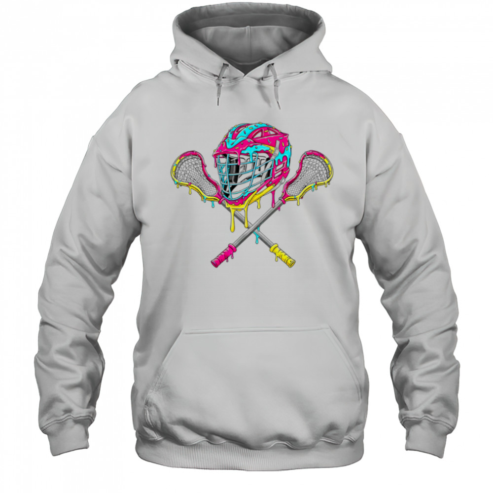Lacrosse Helmet Sticks Sport Cute Ice Cream Dripping shirt Hoodie