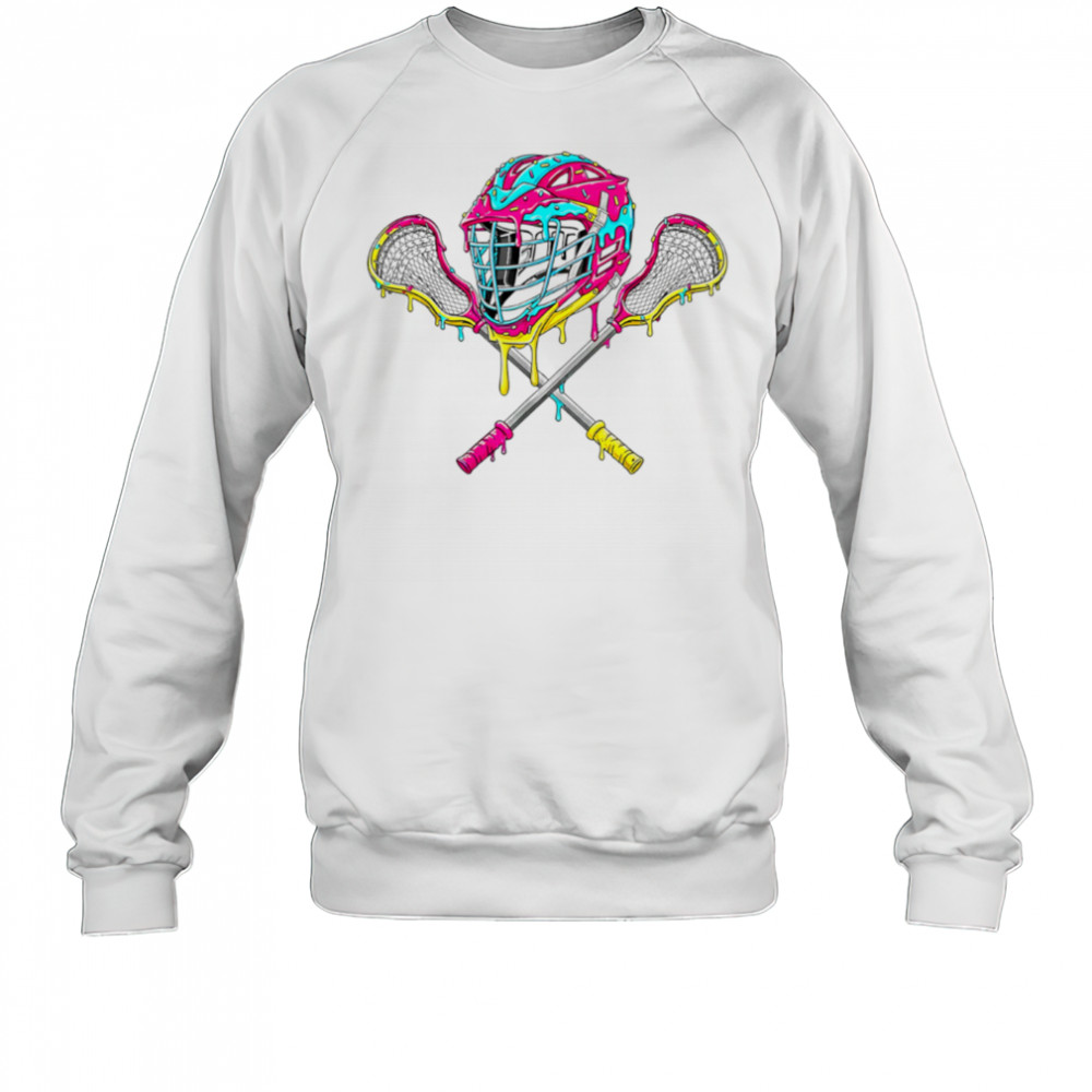 Lacrosse Helmet Sticks Sport Cute Ice Cream Dripping shirt Sweatshirt