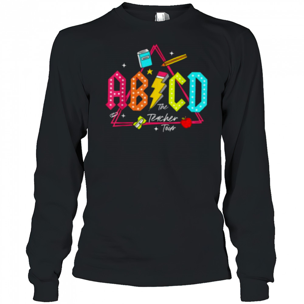 Lightning Bolt ABCD Back To School Tour Teacher 2 Sided T Shirt Long Sleeved