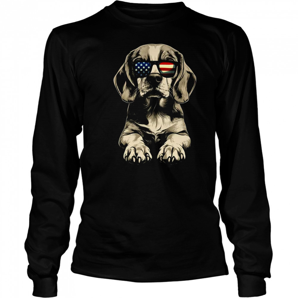 Patriotic Beagle Dog USA Flag 4th Of July shirt Long Sleeved